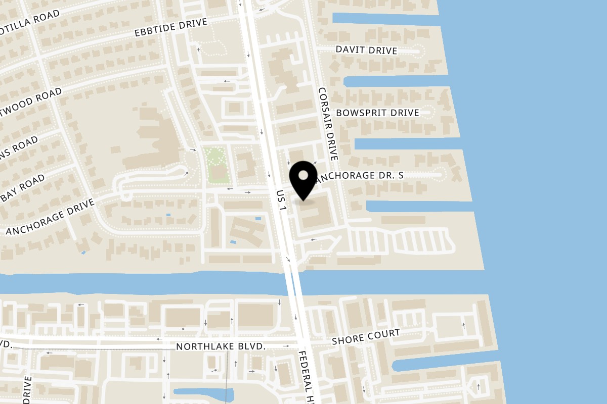 Map showing the location of Jupiter Donuts North Palm Beach on 420 U.S. Hwy 1 in North Palm Beach